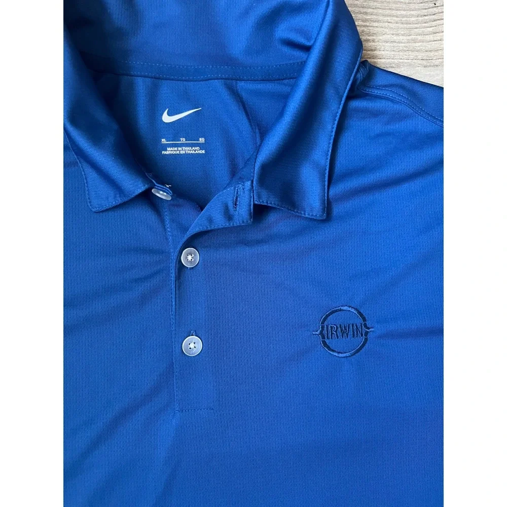 NWT Nike Men's Dri-Fit Short Sleeve Golf Polo Blue Irwin Tools Size XL